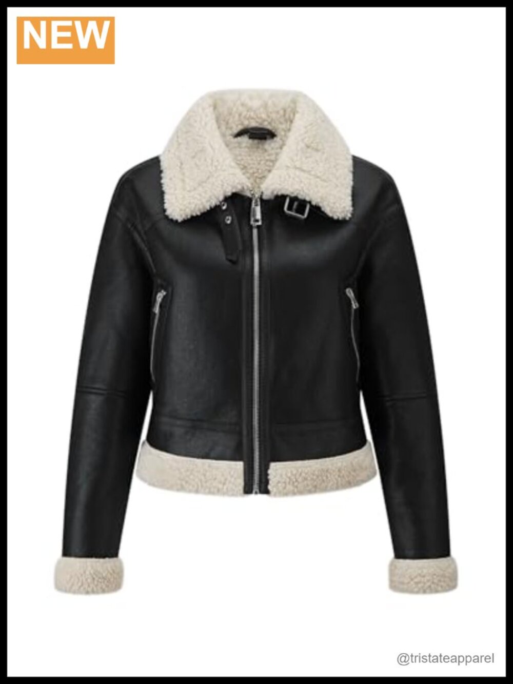 Womens Faux Fur Faux Leather Jacket Cropped Moto Biker Coat